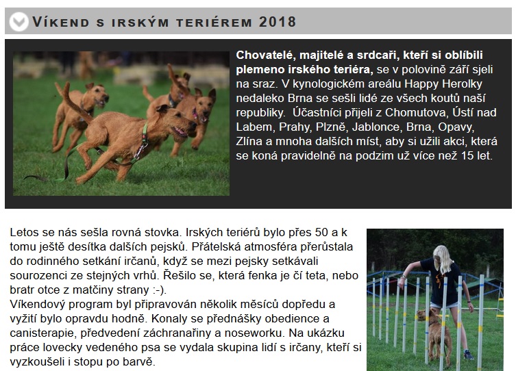 Víkend s IRT 2018 na webu Pes přítel člověka